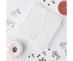 Ginger Ray Lot de 16 serviettes de table en papier à pois Doré rose