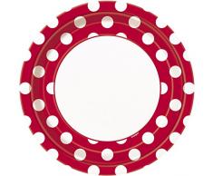 Unique Party - 37495 - Paquet de 8 Assiettes - Carton à Pois - 23 cm - Rouge