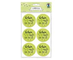 Ursus 59510018F Lot de 24 Stickers adhésifs Motif DASS du da Bist 4,8 cm, Vert Pomme