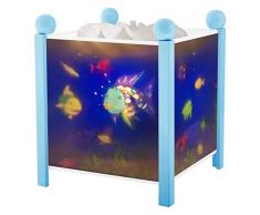 TROUSSELIER - Le Poisson Arc en Ciel - Veilleuse - Lanterne Magique - Idéal Cadeau de Naissance - Dessin animé - Couleur Bois Bleu - Ampoule 12V 10W inclue - Prise Electrique UK