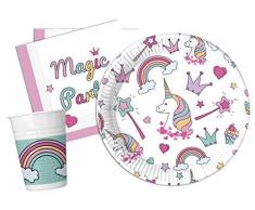 Ciao Kit de fête de Table générique Licorne Magique L (24 Persone) Multicolore