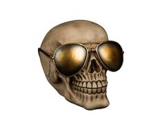 Out of the blue- Tirelire polyresine, Crâne avec Lunettes de Soleil dorrées, 78/5739, Mehrfarbig