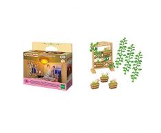SYLVANIAN FAMILIES- Home Interiors Set Décoration Lampe Et Rideaux, 4268, Multicolore, Norme & 5224 - Set De Décoration Florale Et Jardinières