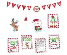 Amscan 410092 Kit de décoration de chambre 8 pièces Père Noël Stop Here