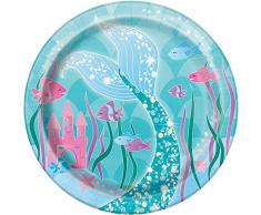Unique Party 58324 - Assiettes en Carton - 18 cm - Fête à thème de Sirène - Paquet de 8