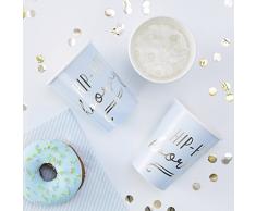 Ginger Ray PM-412 Tasse en papier Motif rayures Bleu