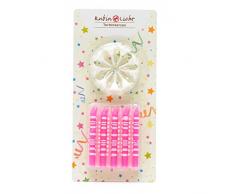 Gifts SHATCHI-1078 RGRP Lot de 18 bougies avec support pour décoration de gâteau Happy Birthday Rose
