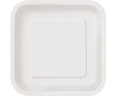 Unique Party - 31052 - Paquet de 14 Assiettes en Carton - 23 cm - Blanches