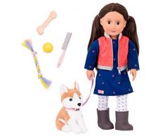 Our Generation- Poupée 46 cm-avec Chien-Leslie, BD31201Z