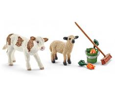 Schleich - 41422 - Accessoire pour figurine - Kit nettoyage étable avec veau et agneau