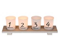 ootb 950091 Tableau en Bois, lAvent, avec 4 Bougie Chauffe-Plat en Verre, Marron, 31 x 9,1 x 10,2 cm