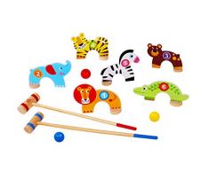Tooky Toys Tkc488 Jungle de croquet en bois, Multicolore - version anglaise