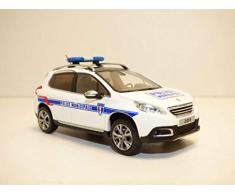 Norev- Peugeot 2008 2013-Police Municipale Voiture Miniature de Collection, 479821, Blanc/Bleu