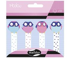 Maildor MI055C - Un sachet de 4 mémos marque-pages adhésifs 20 pages, Chouettes