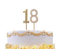 Gifts SHATCHI-809 Décoration de gâteau en or avec diamant pour anniversaire de mariage