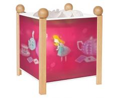 TROUSSELIER - Alice au Pays des Merveilles - Veilleuse - Lanterne Magique - Idéal Cadeau de Naissance - Dessin animé - Couleur Bois Naturel - Ampoule 12V 10W inclue - Prise Electrique UK