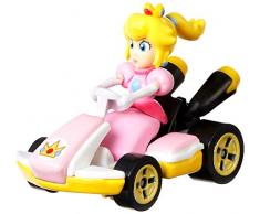 Hot Wheels Mario Kart mini-véhicule Peach à léchelle 1:64, inspiré par les personnages et voitures du jeu, jouet pour enfant, GBG28