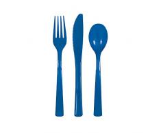 Unique Party 39492-Lot de Couverts en Plastique pour 6 Invités Roi-18 Pièces, 39492, bleu marine