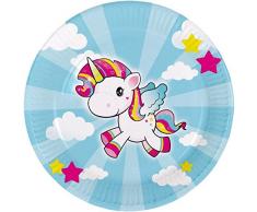Folat Generique Assiette en Carton Motif Licorne Multicolore 23 cm