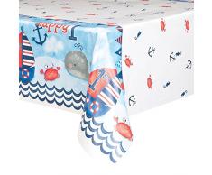 Unique Party 58173 - Nappe en Plastique - 2,13 m x 1,37 m - 1ère Fête d’Anniversaire à thème Nautique