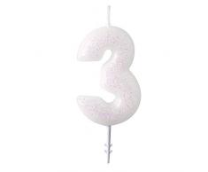 amscan 9904378 Lot de 3 Bougies chiffrées Blanc/Rose