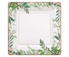 Amscan International 542143 papier et plastique Vaisselle, Assiette de 18 cm Amour et feuilles Sqmet