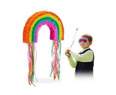 Relaxdays Pinata à Suspendre Arc-en-Ciel pour Enfants à remplir Anniversaire Jeux décoration, coloré, 10025179