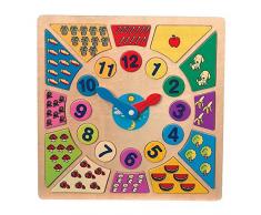 small foot 1828 Horloge éducative «Couleurs» en bois, avec des éléments colorés à compter pour un apprentissage rapide, à partir de 3 ans