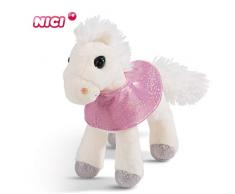 NICI- Doudou-Cheval en Peluche Debout White Peach avec Tapis de Selle, 16cm, 44895, Beige/Pink