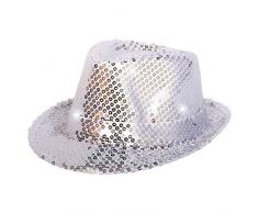 Folat Chapeau Trilby Argent avec Lampes LED et Paillettes
