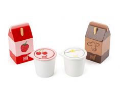 Small Foot- Set de Produits laitiers, en Bois Jouets de Jeu de rôle,Accessoires pour la Boutique marchande et la Cuisine pour Enfant, 11440, Multicolore