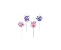 amscan - 998355-4 Bougies avec Mini Figurine Chouette