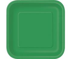 Unique Party - 31871 - Paquet de 14 Assiettes en Carton - 22.2 cm - Vert Émeraude