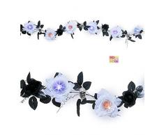 WIDMANN 7870 G Guirlande de fleurs avec têtes de mort et fleurs brillantes, 180 cm