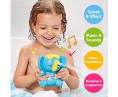 TOMY - Jouet de Bain Mon Eléphant Farceur Bleu E72815, Jouet Musical Bébé Résistant à Leau, Jeu pour Bain et Piscine, Jouet Éveil pour Bébé de 12mois+