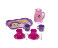 Jamara 460273 Kit de Jeu niloyas Thé Party – Jeu de Rôle, Solide, Plastique Vaisselle composé de Plateau, Théière Tasses Tasses Assiettes, 2 x Cuillères