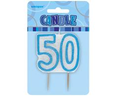 Unique Party - 34415 - Bougie - 50ème Anniversaire - Bleu Glitz