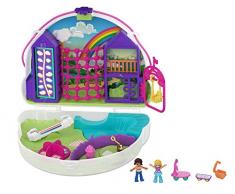 Polly Pocket Coffret Sac à Surprises Arc-en-ciel avec mini-figurines Polly et Shani, accessoires et autocollants, jouet enfant, édition 2020, GKJ65