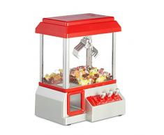 Relaxdays Candy Grabber Claw machine, Coin Operated, Sweet Distributeur avec musique de carnaval, Mini Hochet, Rouge
