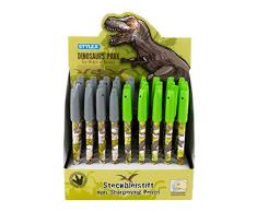 Stylex 44152-P36 Lot de 36 crayons à papier avec capuchon de gomme Motif dinosaure Assortiment de 2 modèles avec capuchon amovible pour gomme, 11 mines de rechange