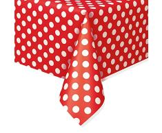 Unique Party - 50262 - Nappe - Plastique à Pois - Rouge - 2,74 x 1,37 m