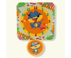 Dida – Horloge Pendule Murale en Bois Enfant – Grenouilles – Horloge en Bois pour Chambre denfant