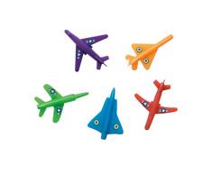 Unique Party 84764 - Jouets pour Pochette Cadeau - Avion à Jet en Plastique - Assortiment de 5