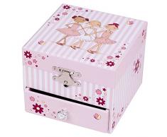 TROUSSELIER - Ballerine - Boîte à Bijoux Musicale - Idéal Cadeau Jeune Fille - Phosphorescent - Brille dans la nuit - Musique Invitation à la Danse - Colori Rose