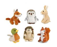 Living Nature- Lot de 6 minis Peluches d’Animaux, AMZ05WL, Unknown