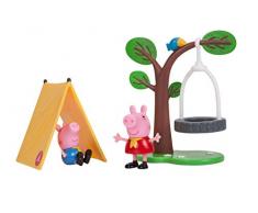 Peppa Wutz Spaß 92691 Jeu de Jeux avec Peppa et Luzie Locke, balançoire et Toboggan, Jouet idéal pour Les Enfants à partir de 2 Ans