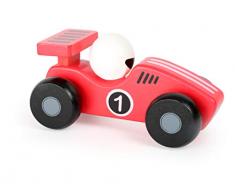 Small Foot- Véhicule Jouet Bolide Bois, certifié 100% FSC, au Design Rouge Tendance et avec Pilote intégré, 11131, Multicolore