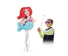 Relaxdays Pinata à Suspendre Sirène pour Enfants à remplir Anniversaire Jeux décoration, coloré, 10025178