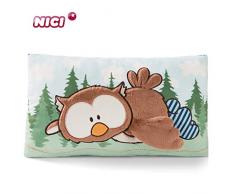 NICI 46098 The Owlsons Coussin rectangulaire en Peluche avec Motif Marron/Bleu 43 x 25 cm