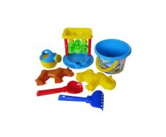 Polesie 35776 No.350 Tamis à Moulin, Seau décoré Moyen, Pelle n°2, râteau n° 2, Forme Sable (tigeuse avec mammouth), Petit arrosoir n°3 avec Moulin à Sable n°2, Multicolore